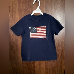 EUC Polo Ralph Lauren Navy Blue Kids Tee with Flag Design